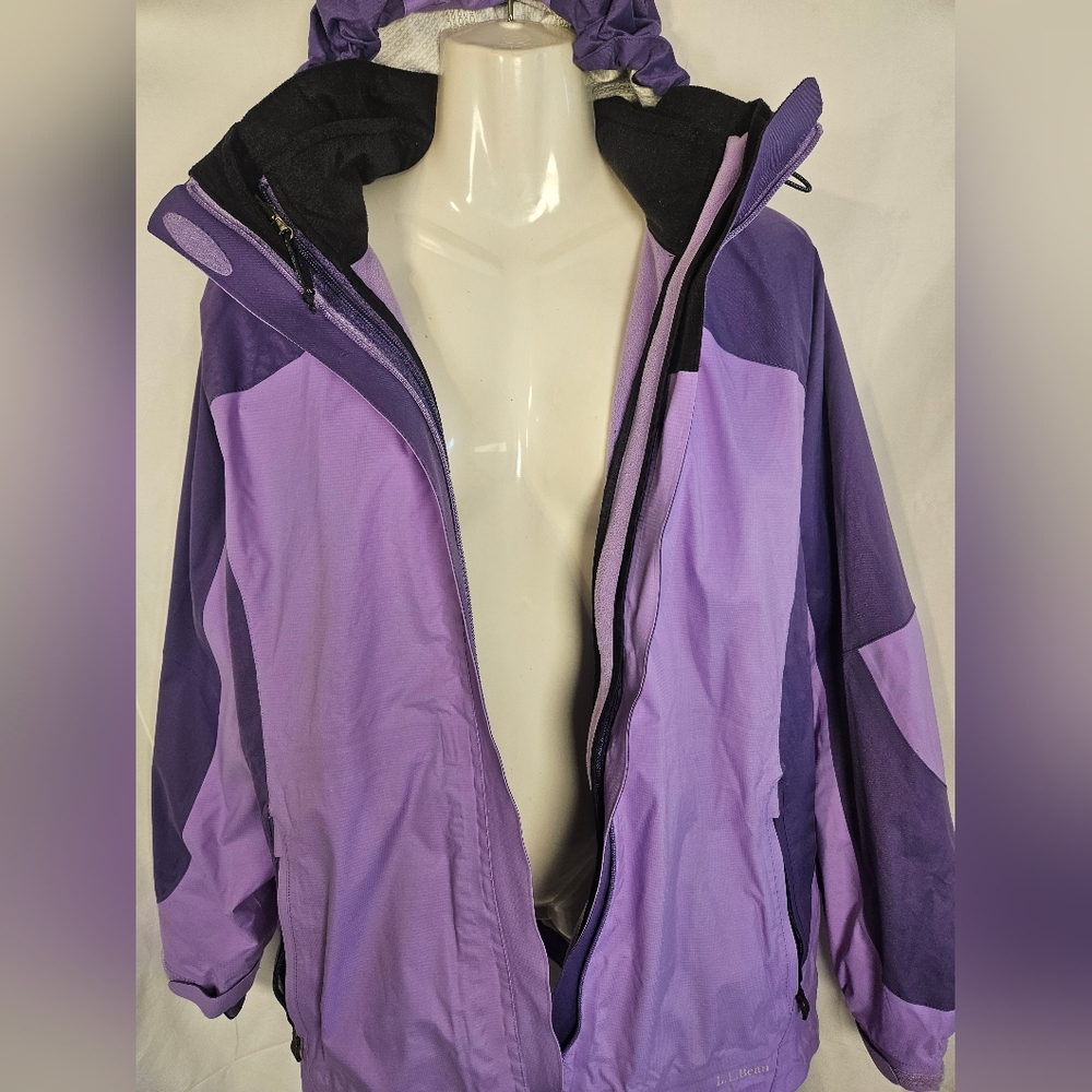 L.L.Bean Women’s Reg 3-in-1 Jacket Purple Polartec Fleece Liner Weather Channel - Picture 4 of 10